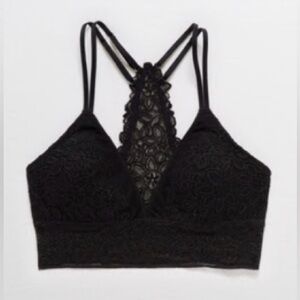 Aerie True Black Desert Lace Raceback Bralette